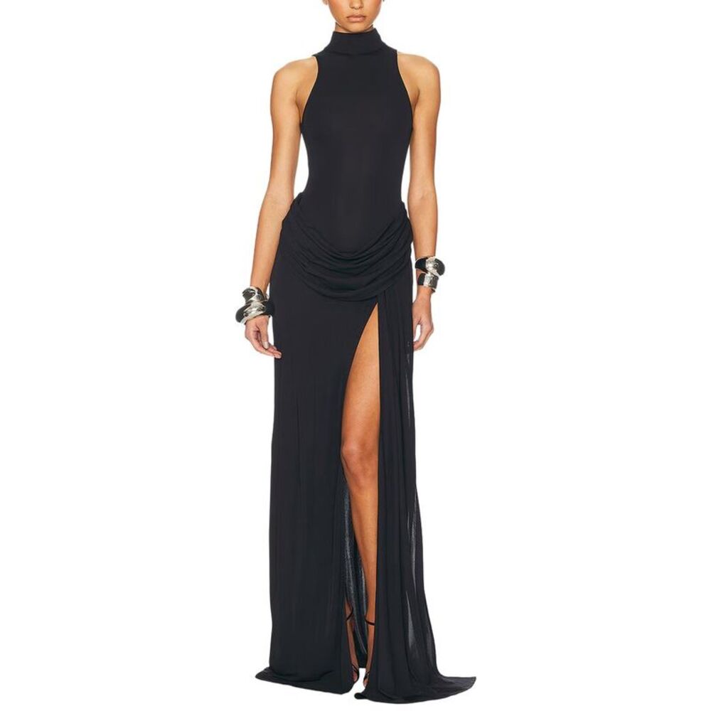 Adele Berto Womens  Solid Maxi Dress